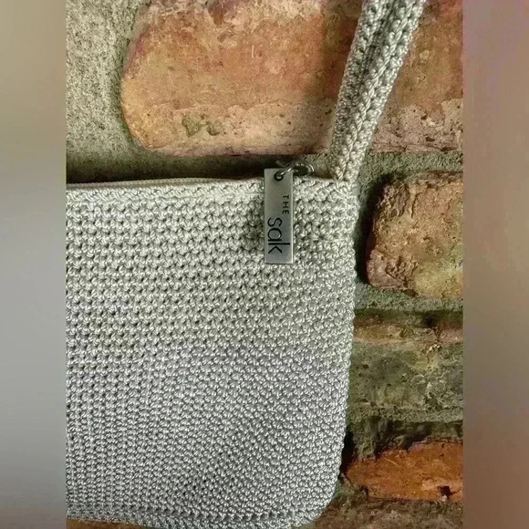 Sak Purse Bag Shoulder Body Yarn Macrame Woven Cream silver Boho Charm - Picture 2 of 4
